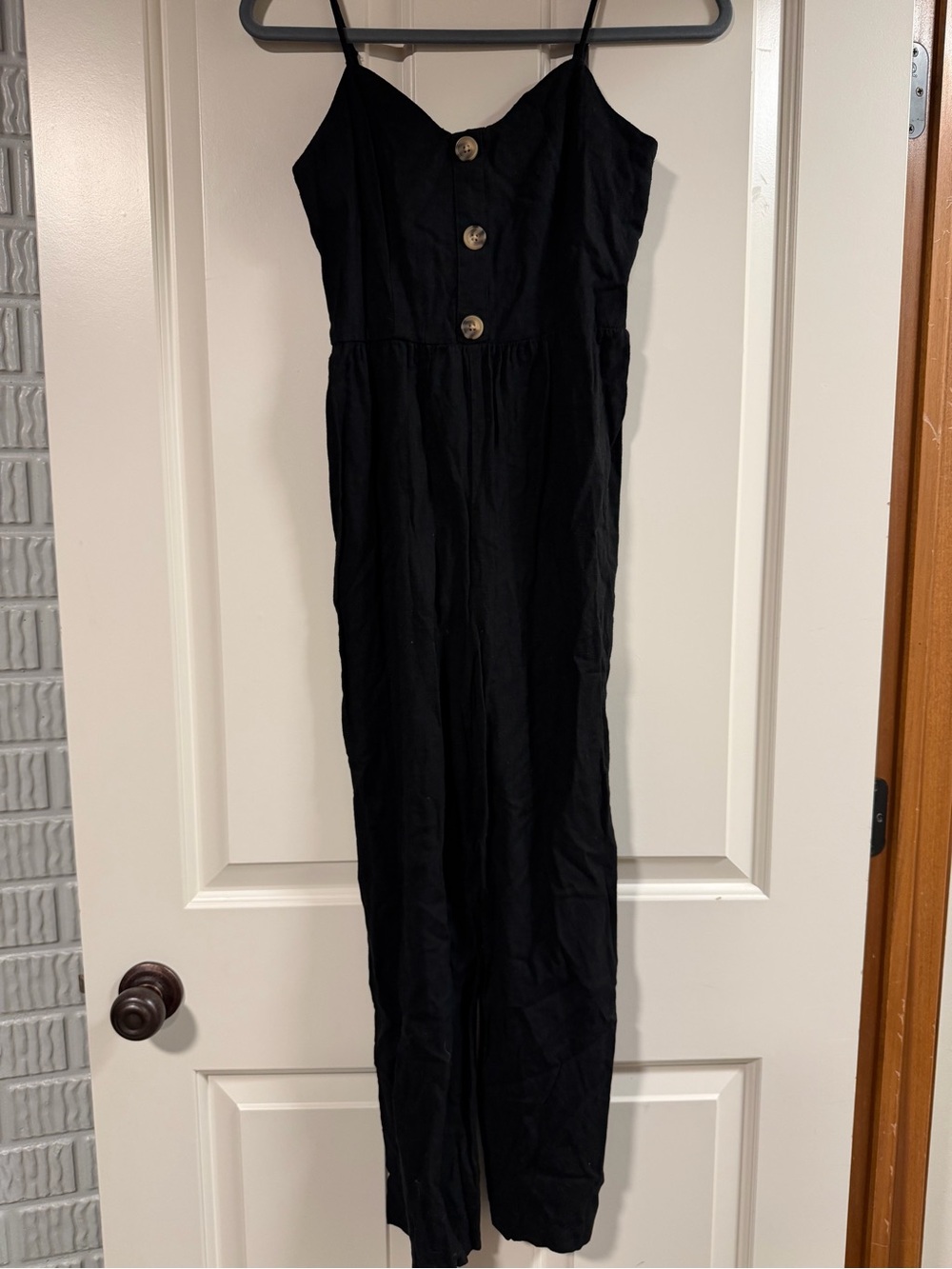 Copper Key Black Jumpsuit Size XS – Faux Button Front T102